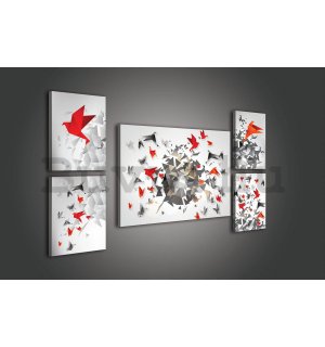 Vászonkép: Origami (1) - készlet 1 db 70x50 cm és 4 db 32,4x22,8 cm