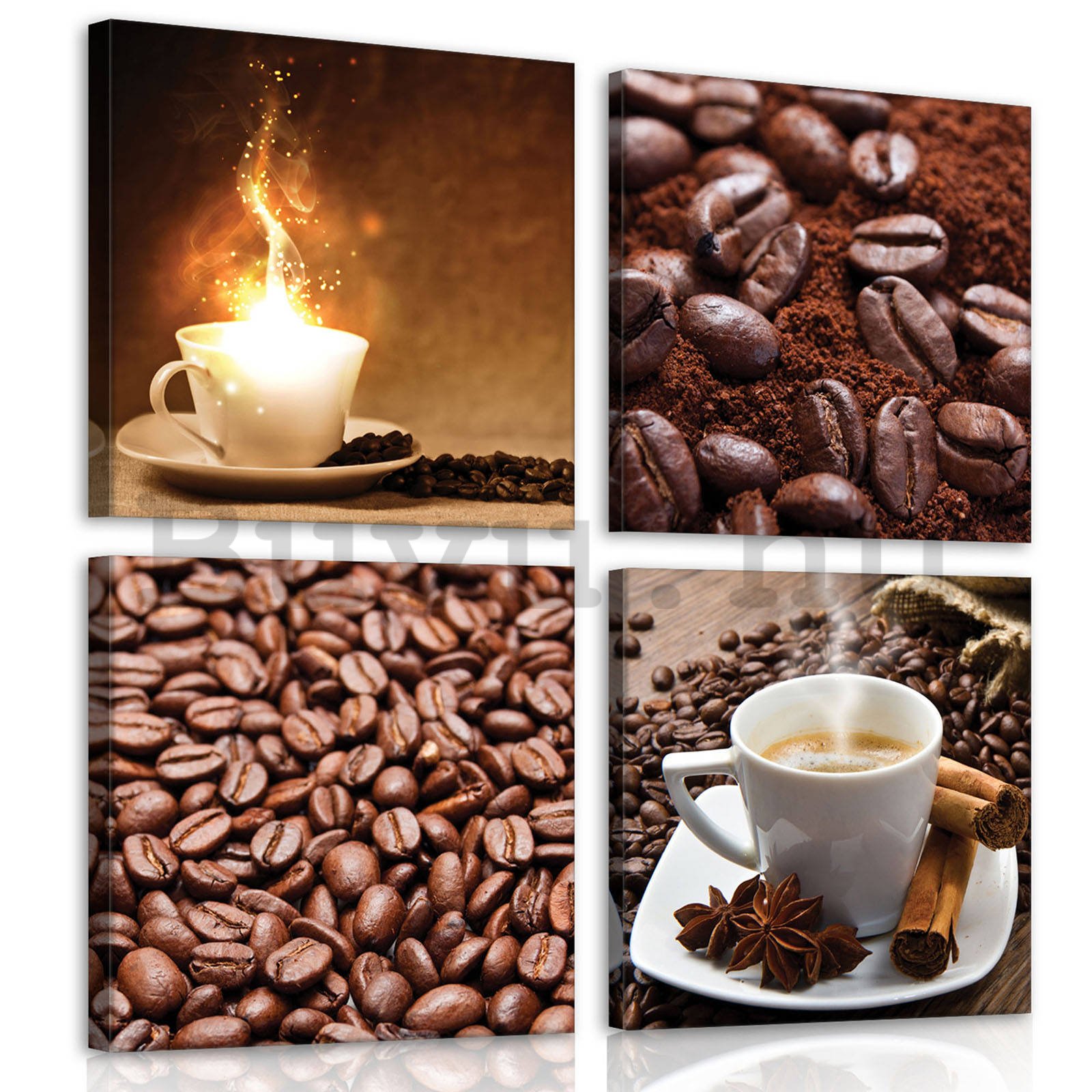 Vászonkép: Kávé (1) - készlet 4db 25x25cm