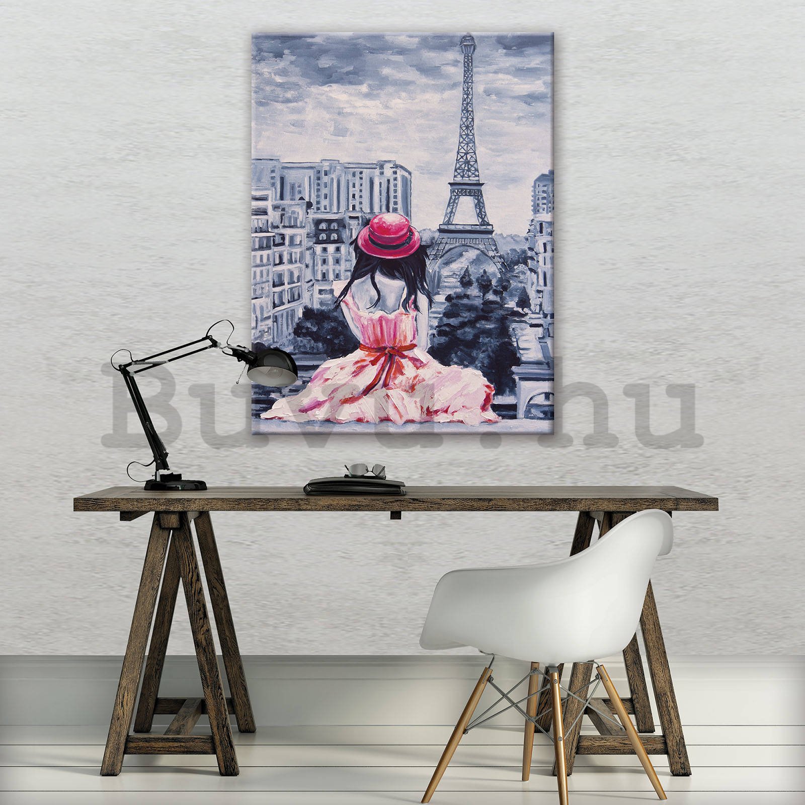 Vászonkép: Lány Párizsban - 60x80 cm