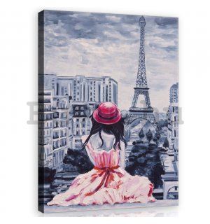 Vászonkép: Lány Párizsban - 60x80 cm