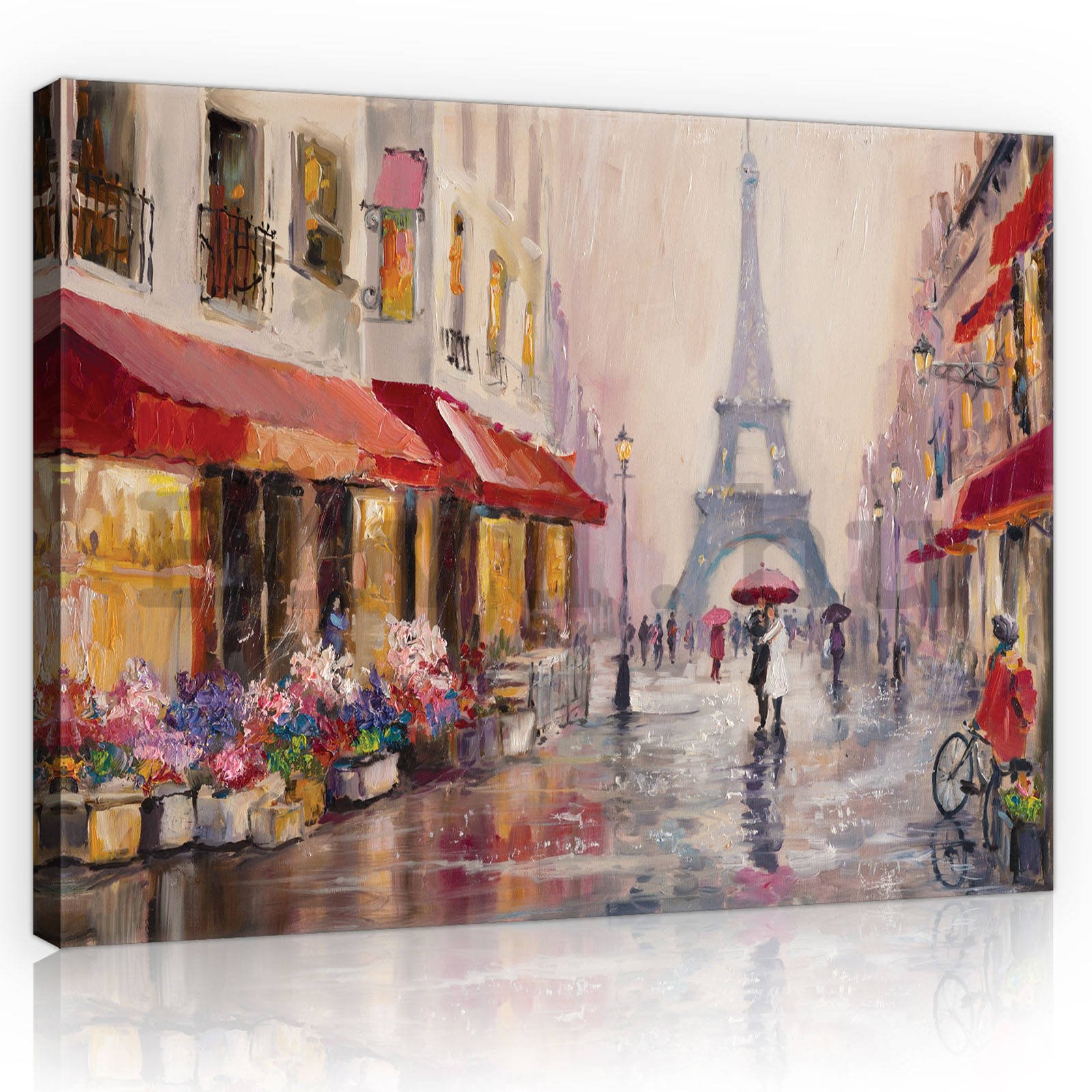 Vászonkép: Eiffel-toronyhoz vezető utca (festett) - 80x60 cm