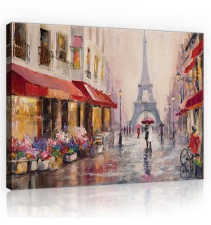 Vászonkép: Eiffel-toronyhoz vezető utca (festett) - 80x60 cm
