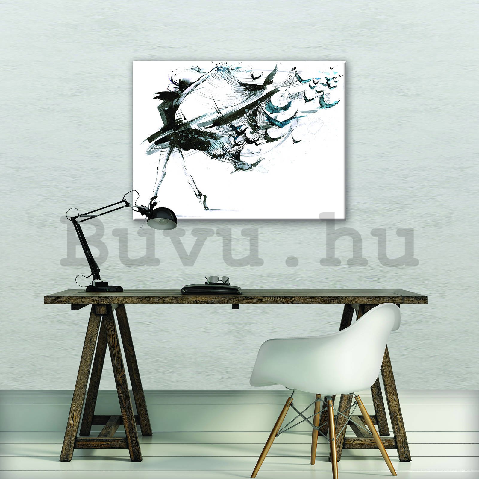 Vászonkép: Tánc madarakkal - 80x60 cm