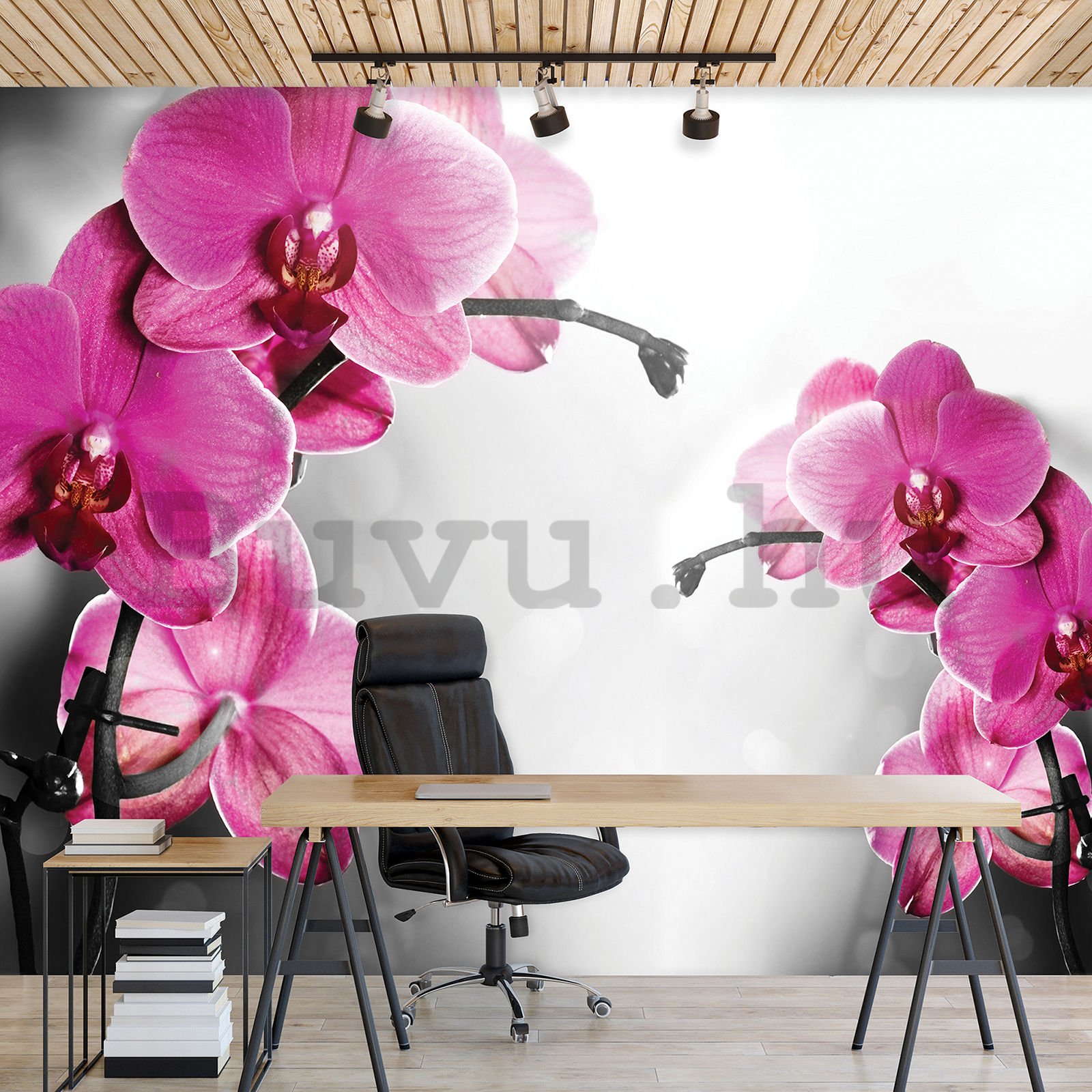 Vlies fotótapéta: Orchideák szürke háttérrel - 152,5x104 cm