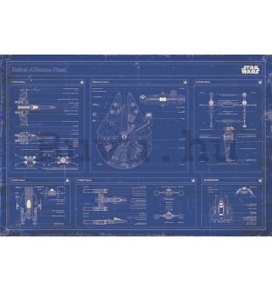 Plakát Star Wars Rebel Alliance Fleet Blueprint