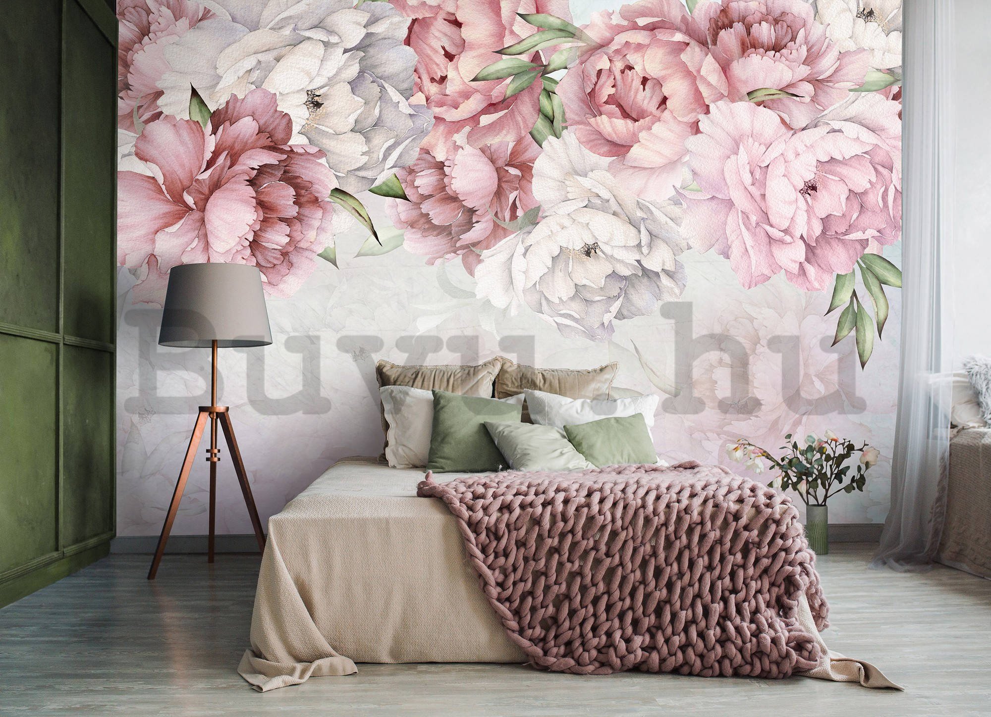 Vlies fotótapéta: Fehér és rózsaszín rózsák - 254x184 cm