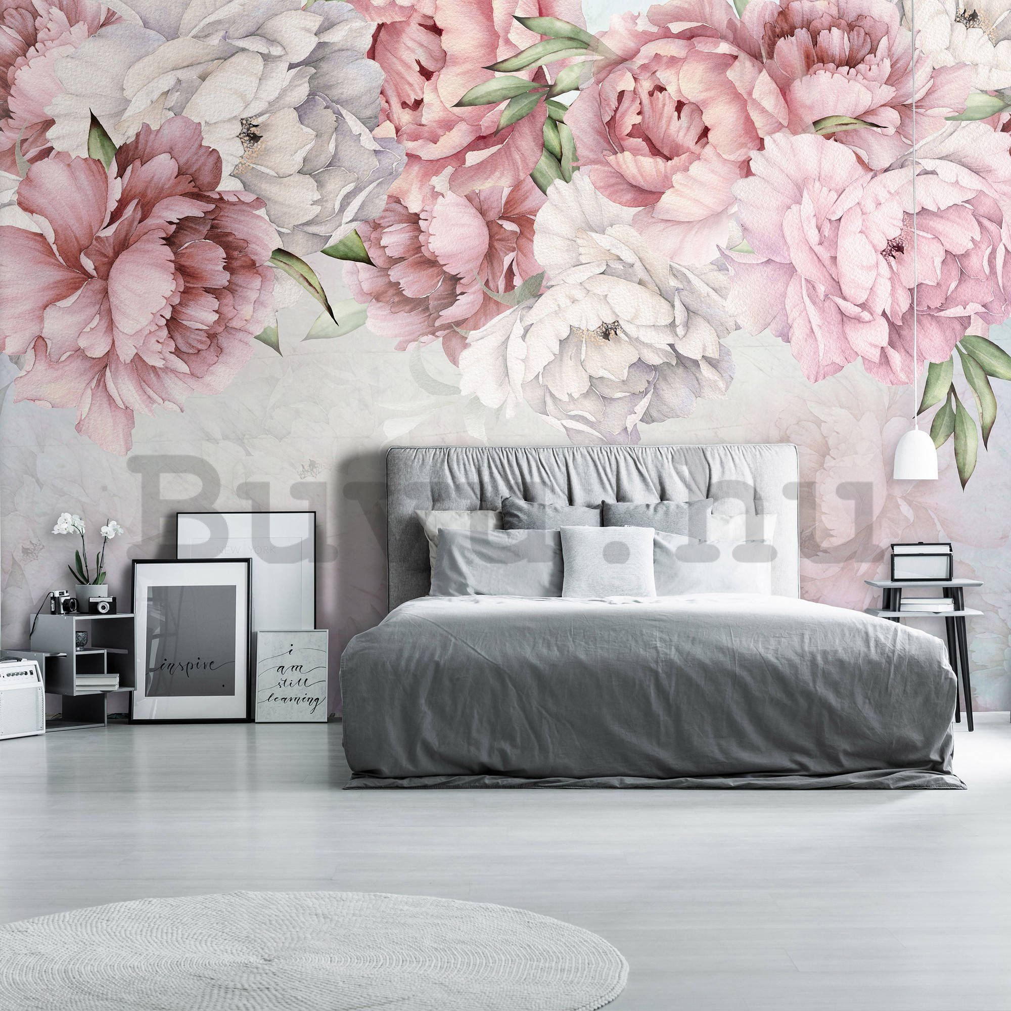 Vlies fotótapéta: Fehér és rózsaszín rózsák - 254x184 cm