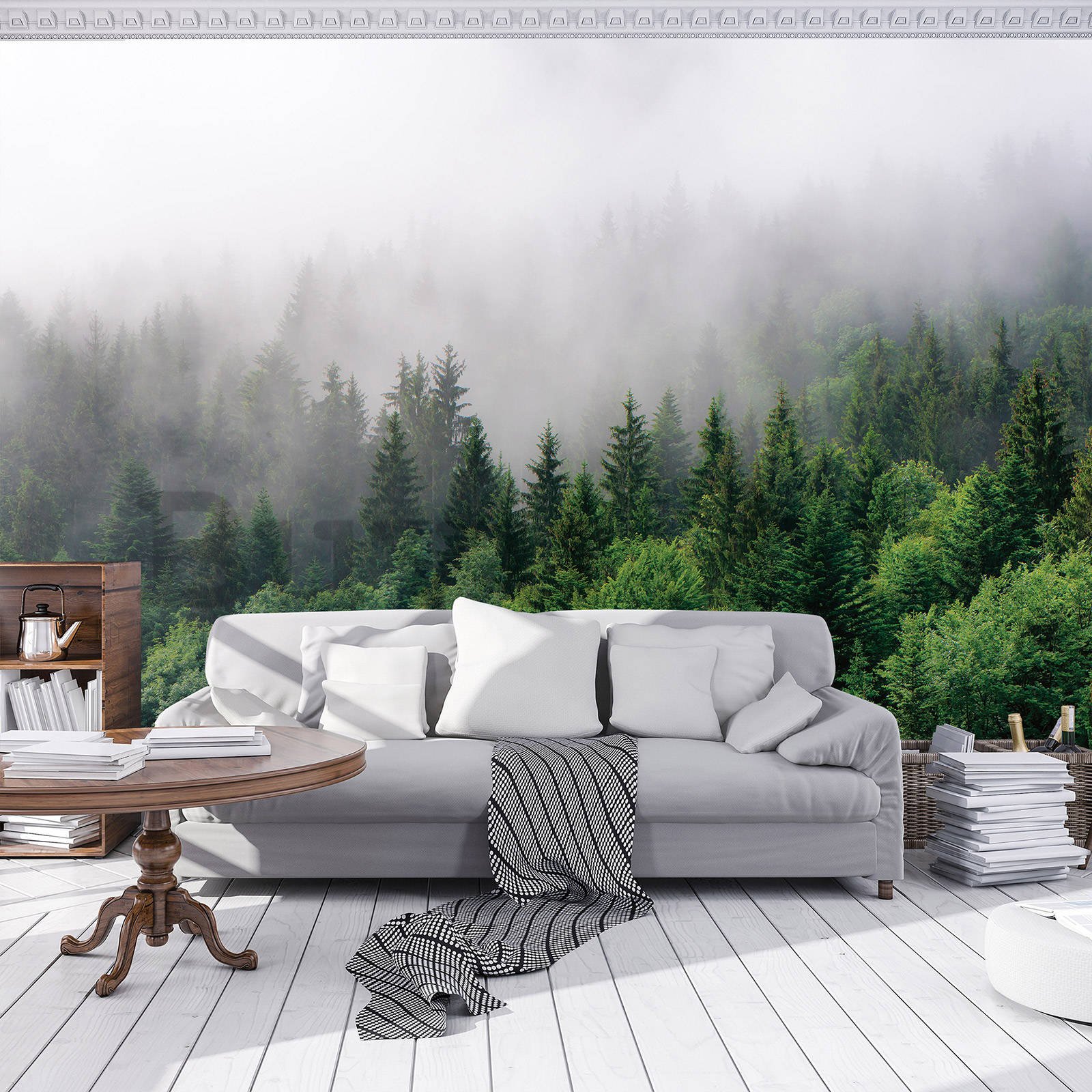 Vlies fotótapéta: Köd az erdő felett (2) - 368x254 cm