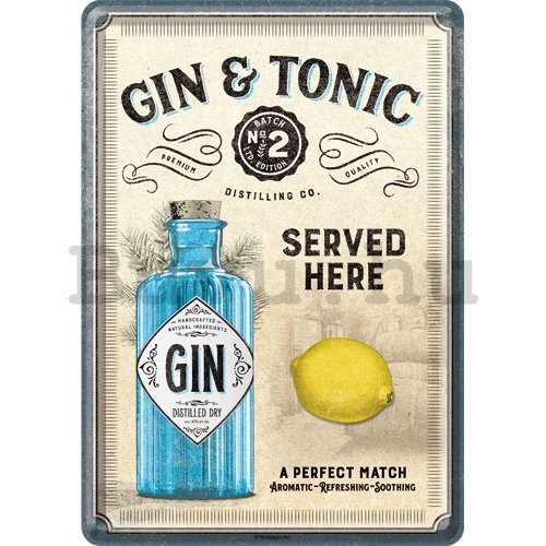 Fém képeslap - Gin & Tonic Served Here