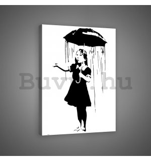 Vászonkép: Lány az esőben (graffiti) - 60x80 cm