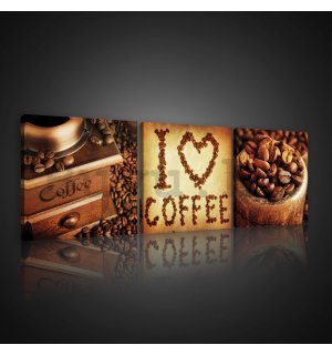 Vászonkép: I Love Coffee - készlet 3db 25x25cm