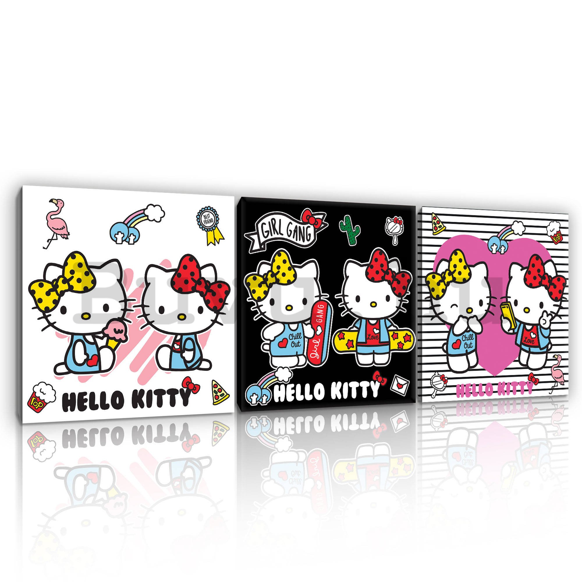 Vászonkép: Hello Kitty (2) - készlet 3db 25x25cm