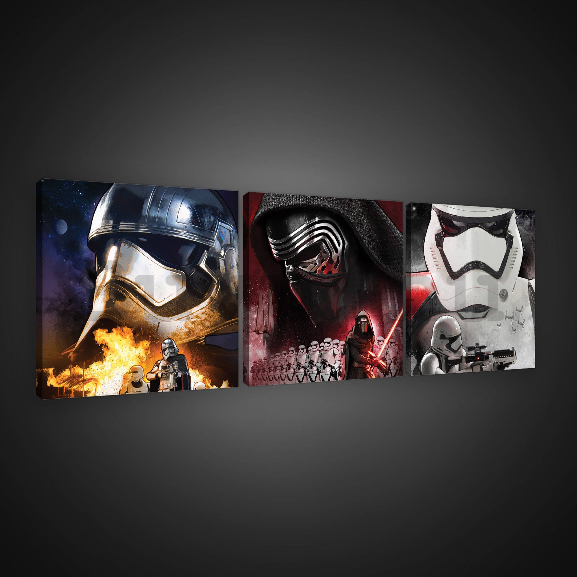 Vászonkép:  Star Wars Phasma, Kylo Ren, Stormtrooper - készlet 3db 25x25cm