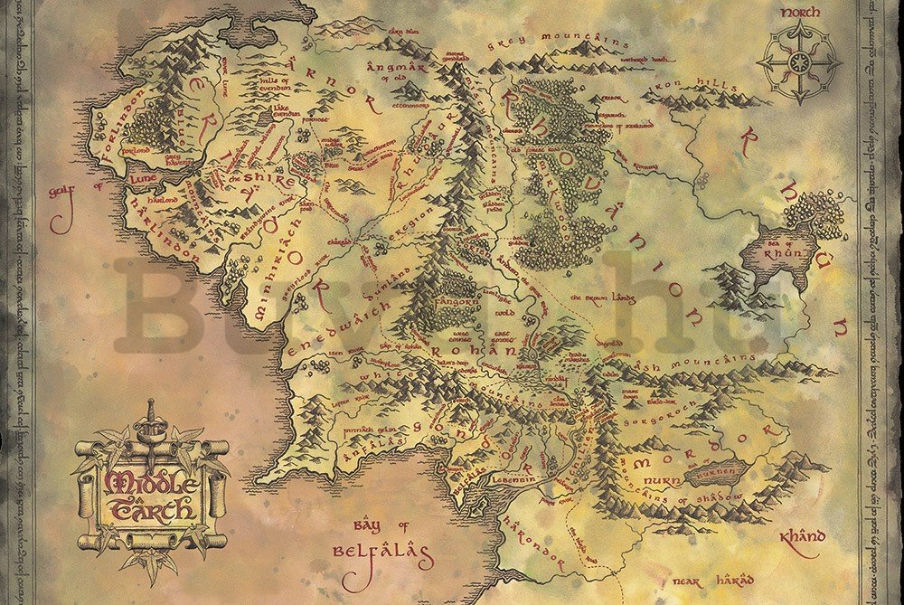 Plakát - The Lord of the Rings (Middle Earth Map)