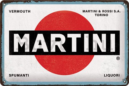 Fémtáblák: Martini (Logo White) - 30x20 cm