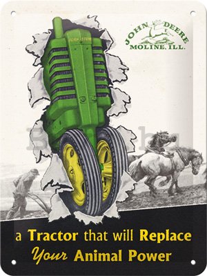 Fémtáblák: John Deere Tractor & Animal Power - 15x20 cm