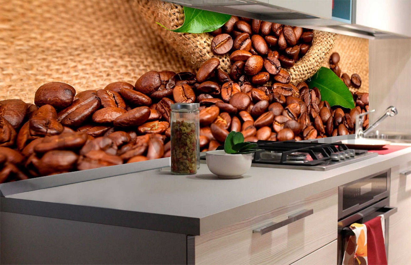 Öntapadós mosható fotófotótapéta konyhába - Kávé, 180x60 cm