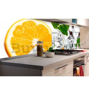 Öntapadós mosható fotótapéta konyhába - Citrom és jégkocka, 180x60 cm