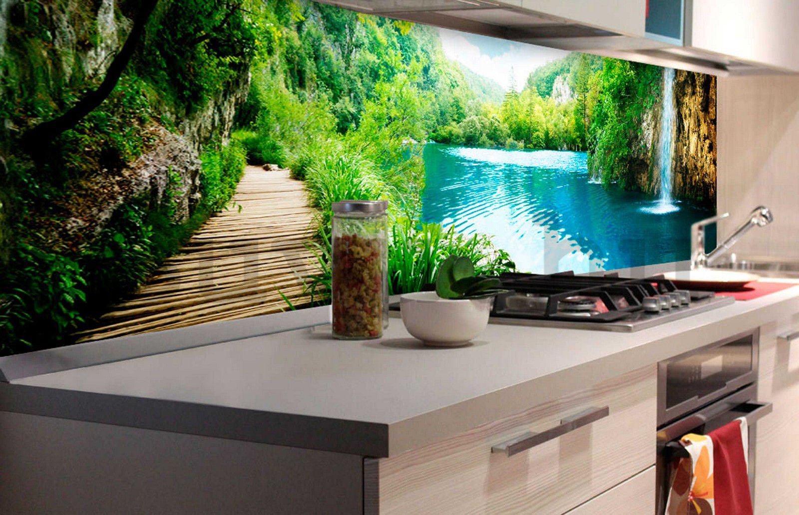Öntapadós mosható fotótapéta konyhába - Plitvicei-tavak, 180x60 cm