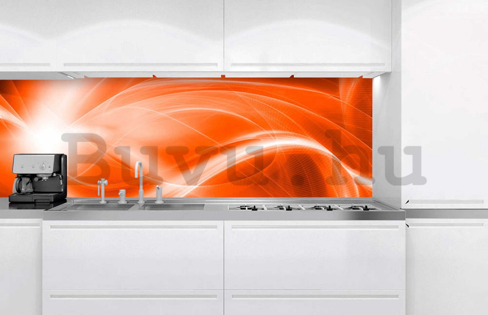 Öntapadós mosható fotótapéta konyhába - Narancssárga absztrakció, 180x60 cm