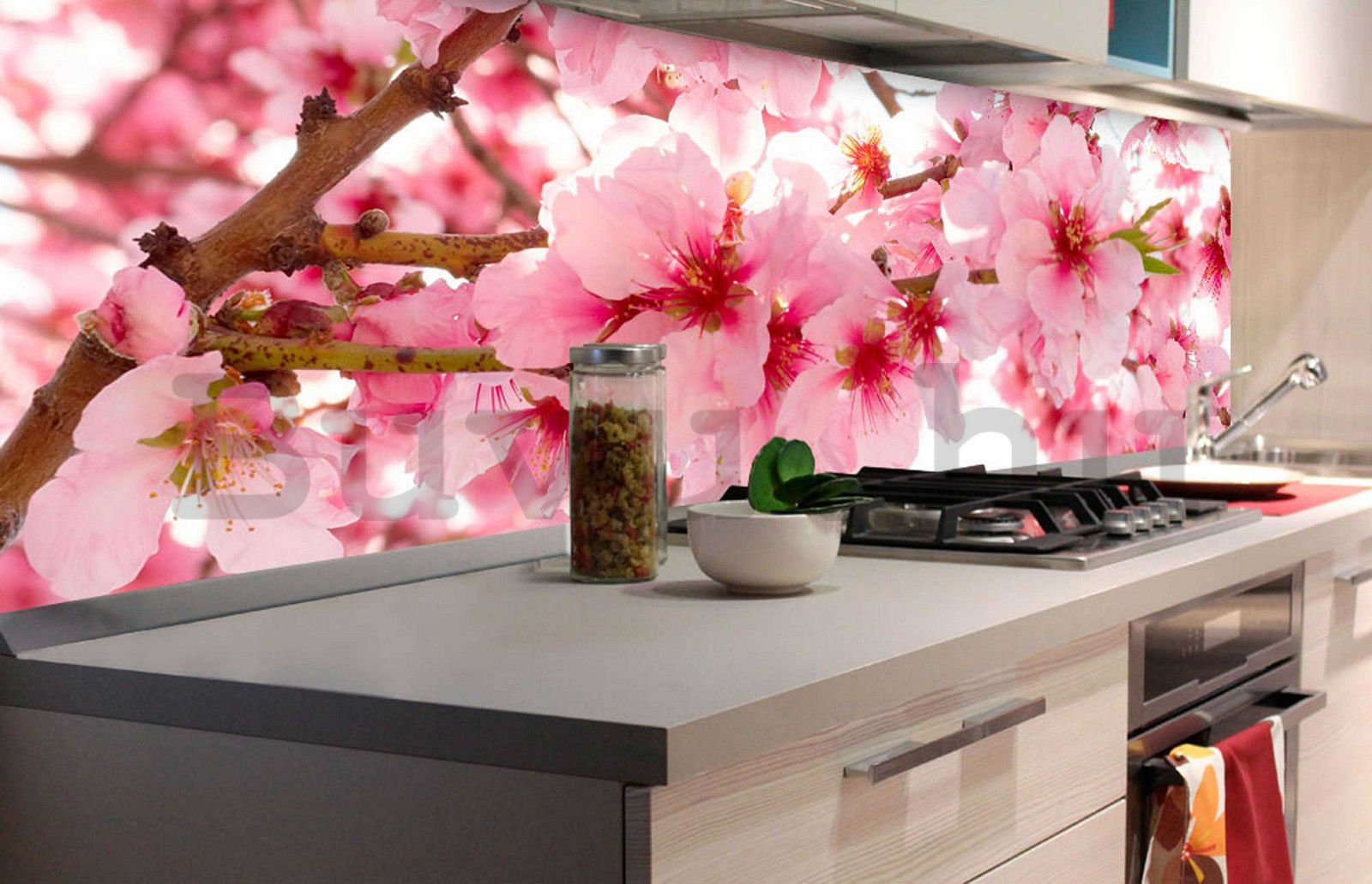 Öntapadós mosható tapéta konyhába - Virágzó almafa, 180x60 cm