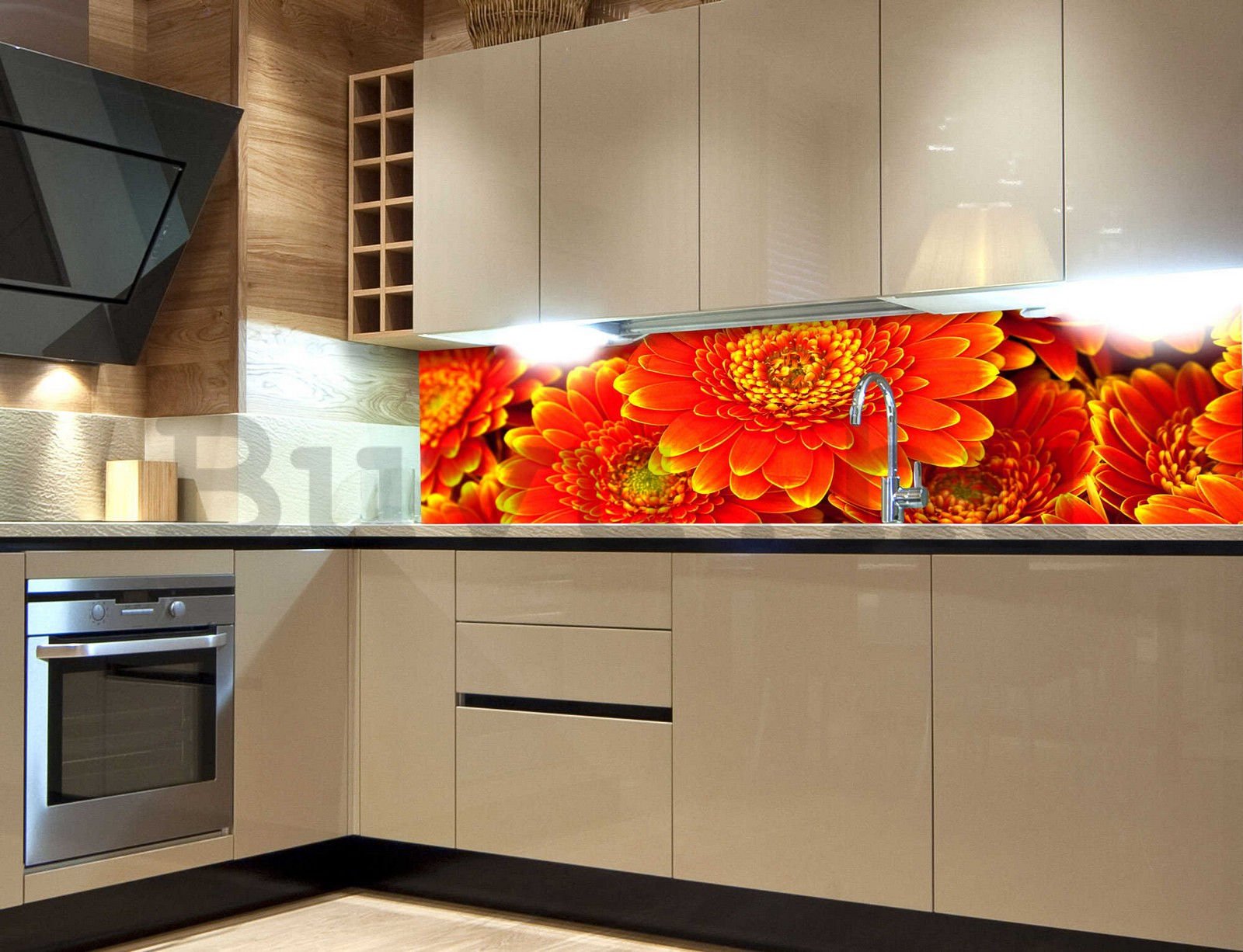 Öntapadós mosható tapéta konyhába - Gerbera, 180x60 cm