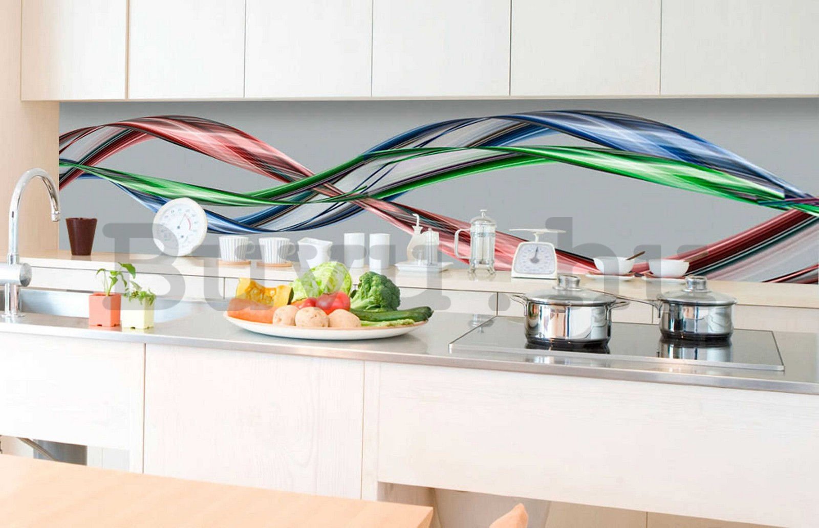Öntapadós mosható tapéta konyhába - Fényes hullámok, 180x60 cm