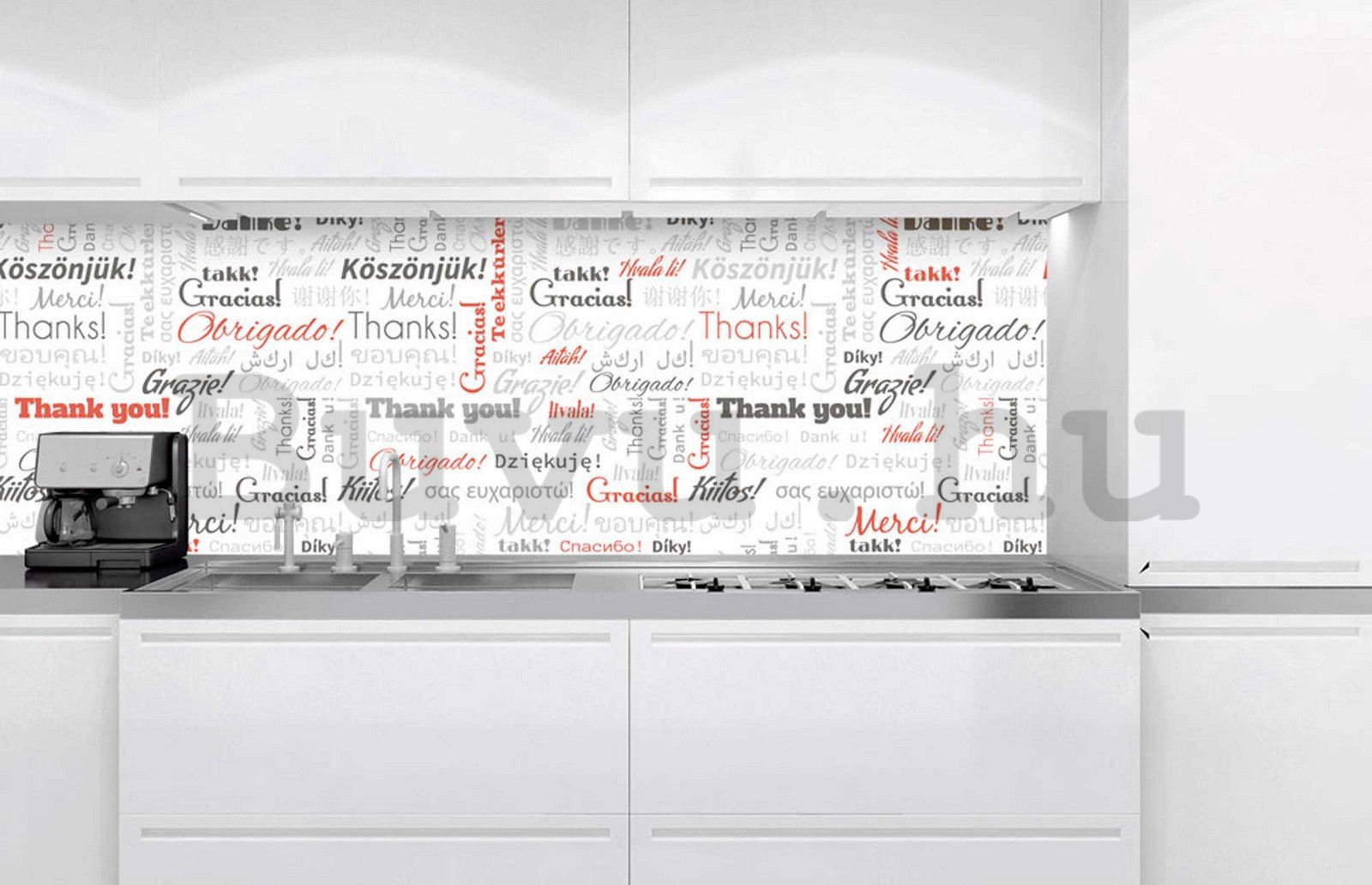 Öntapadós mosható tapéta konyhába - Köszönjük!, 180x60 cm