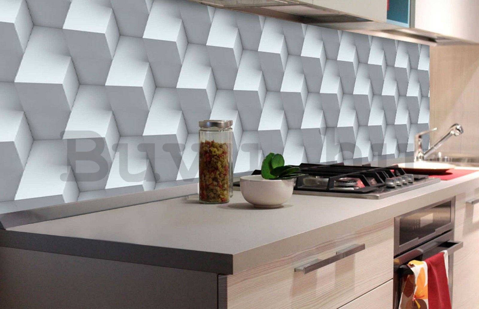 Öntapadós mosható tapéta konyhába - Csempézés 3D absztrakció (2), 180x60 cm