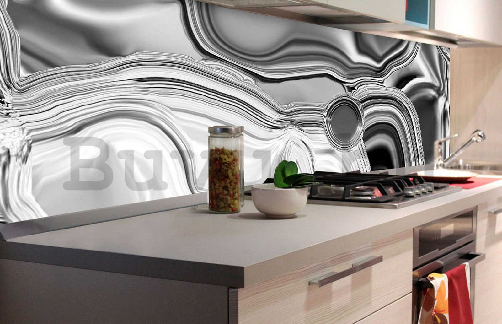 Öntapadós mosható tapéta konyhába - Folyékony ezüst bélés, 180x60 cm