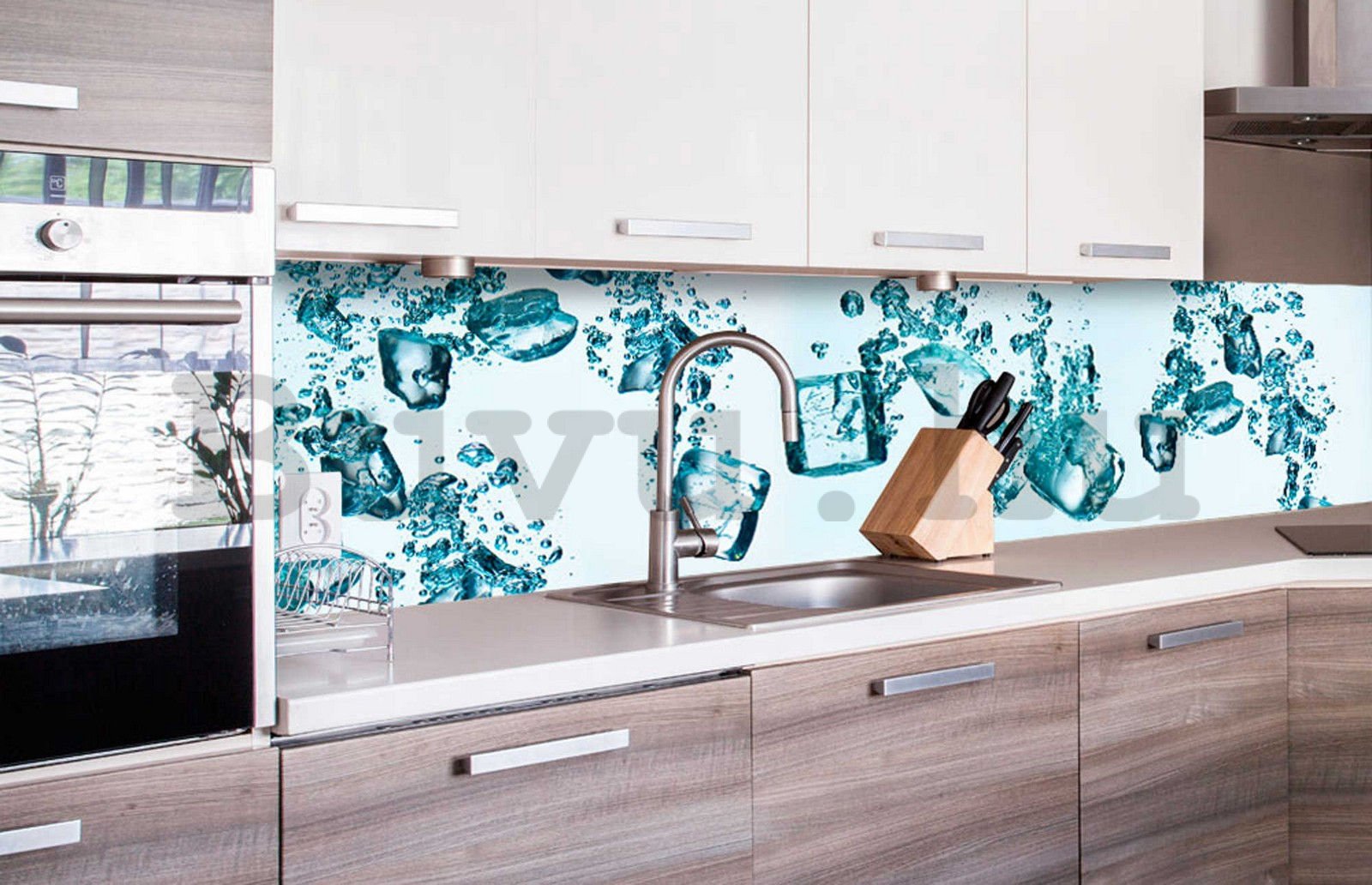 Öntapadós mosható fotófotótapéta konyhába - Jégkockák, 260x60 cm