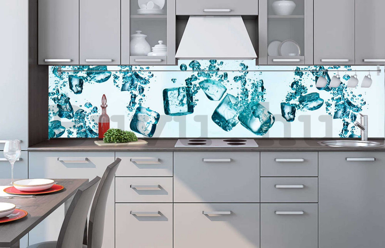 Öntapadós mosható fotófotótapéta konyhába - Jégkockák, 260x60 cm