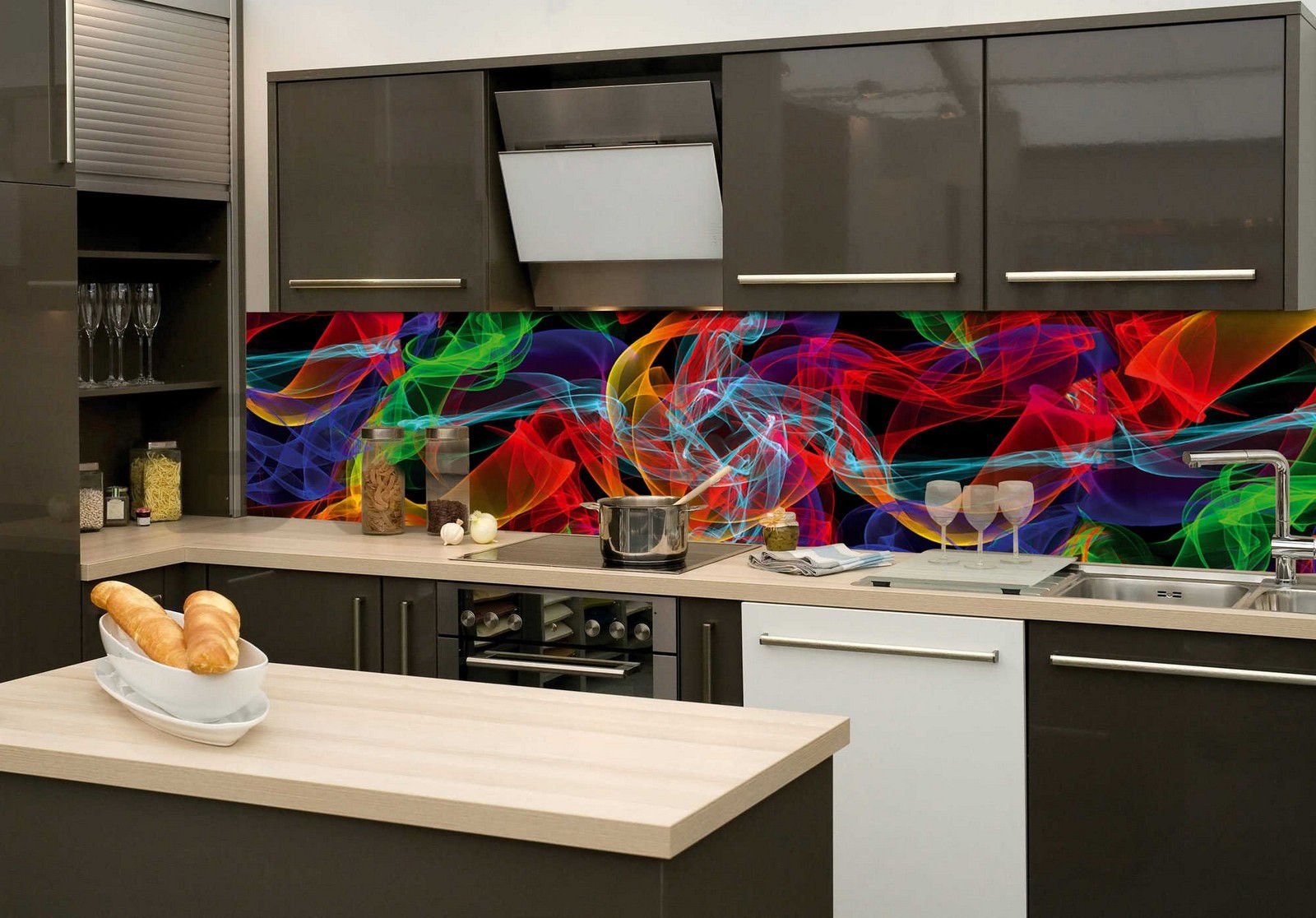 Öntapadós mosható fotótapéta konyhába - Színabsztrakció, 260x60 cm