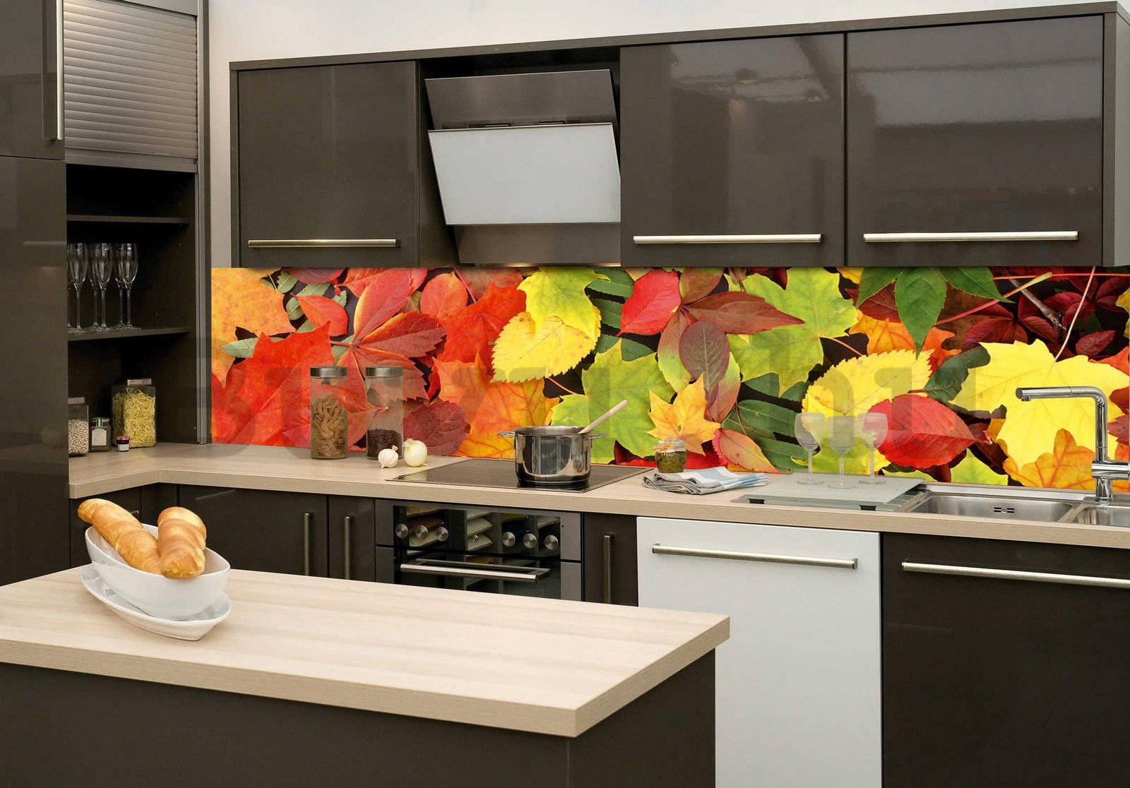 Öntapadós mosható fotótapéta konyhába - Őszi levelek, 260x60 cm