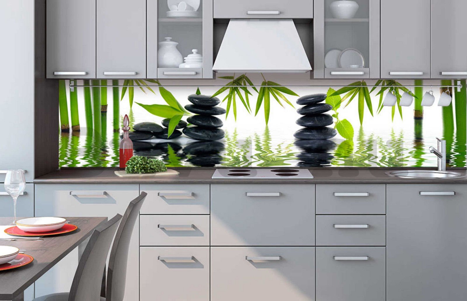 Öntapadós mosható fotótapéta konyhába - Zen Stones, 260x60 cm