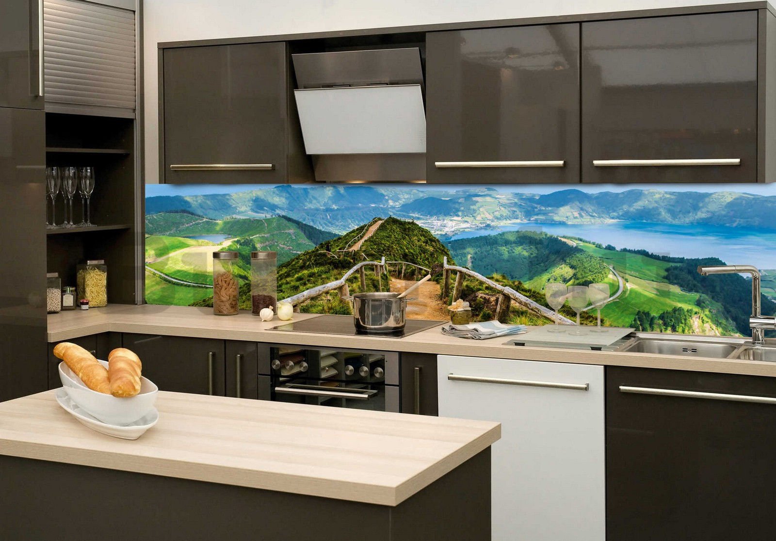 Öntapadós mosható fotótapéta konyhába - Kilátás a Boca do Inferno-ra, 260x60 cm
