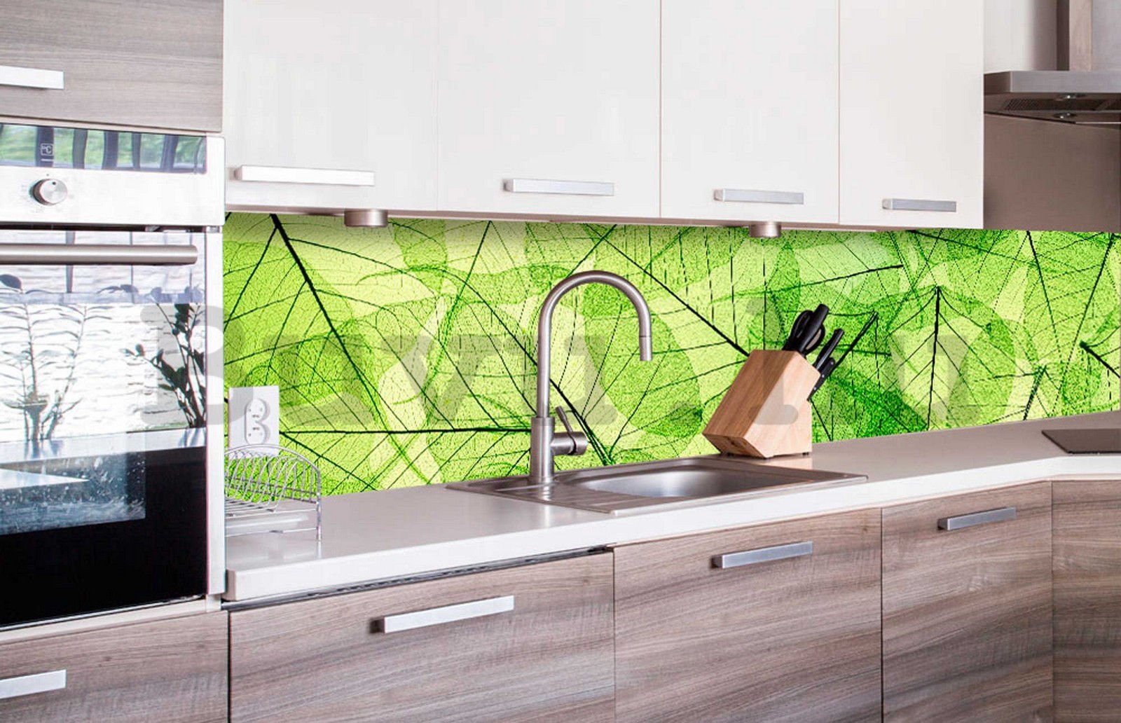 Öntapadós mosható fotótapéta konyhába - Levélrészlet, 260x60 cm