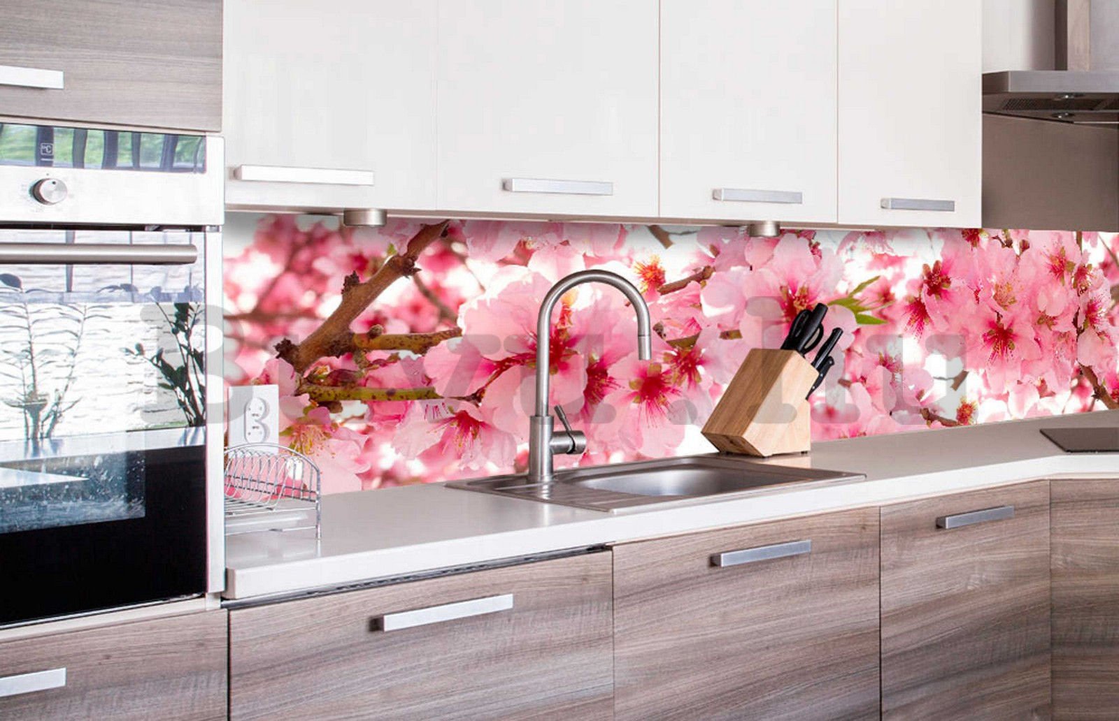 Öntapadós mosható tapéta konyhába - Virágzó almafa, 260x60 cm