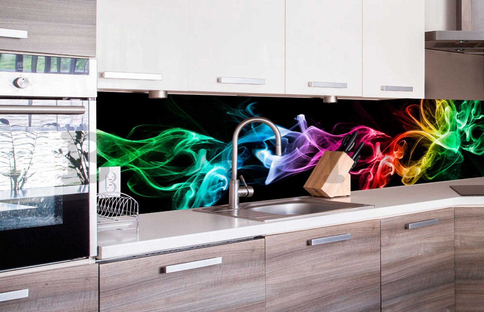 Öntapadós mosható tapéta konyhába - Színes füst (2), 260x60 cm