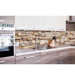 Öntapadós mosható tapéta konyhába - Kő fal, 260x60 cm