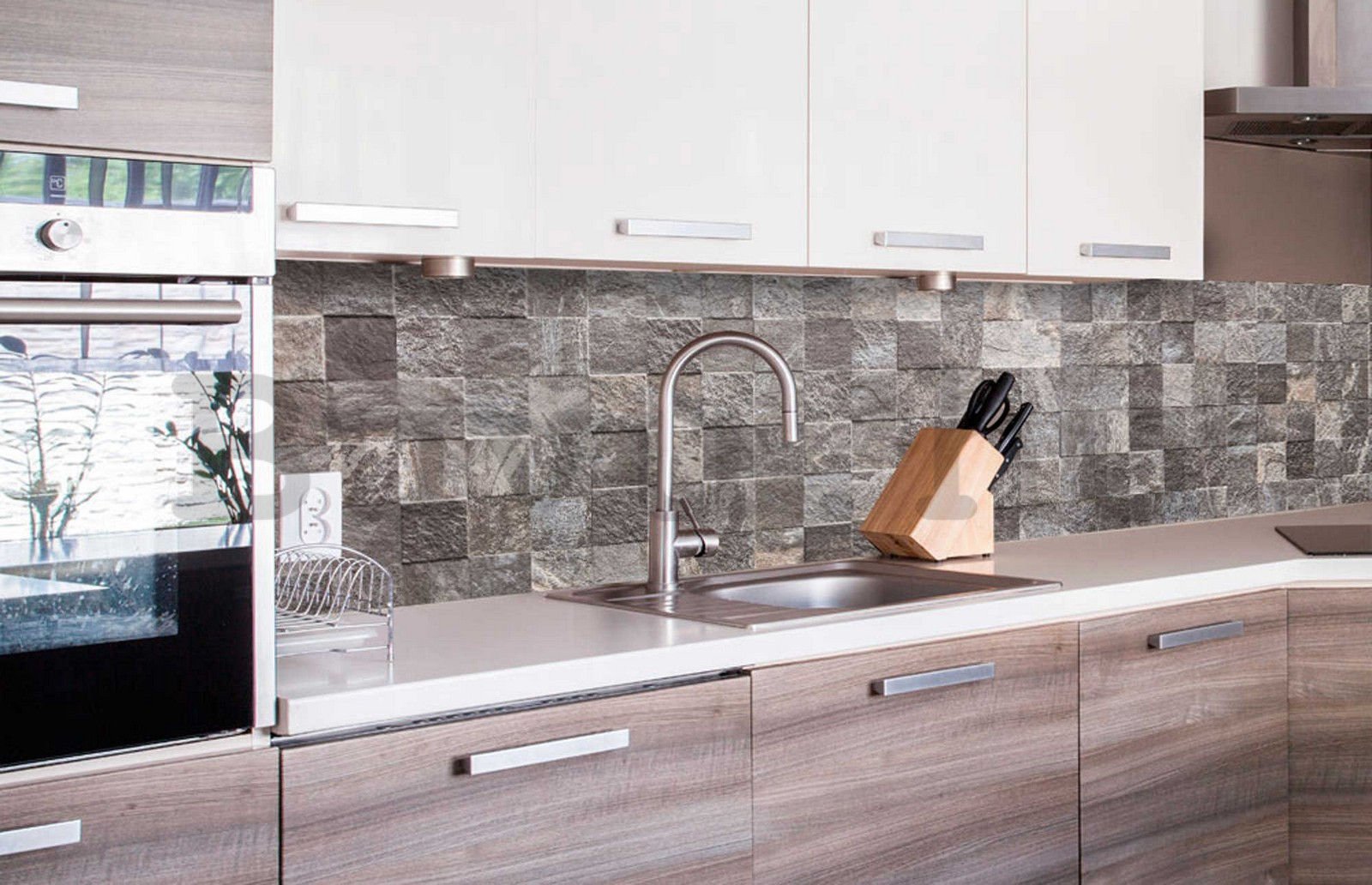Öntapadós mosható tapéta konyhába - Kőburkolat, 260x60 cm