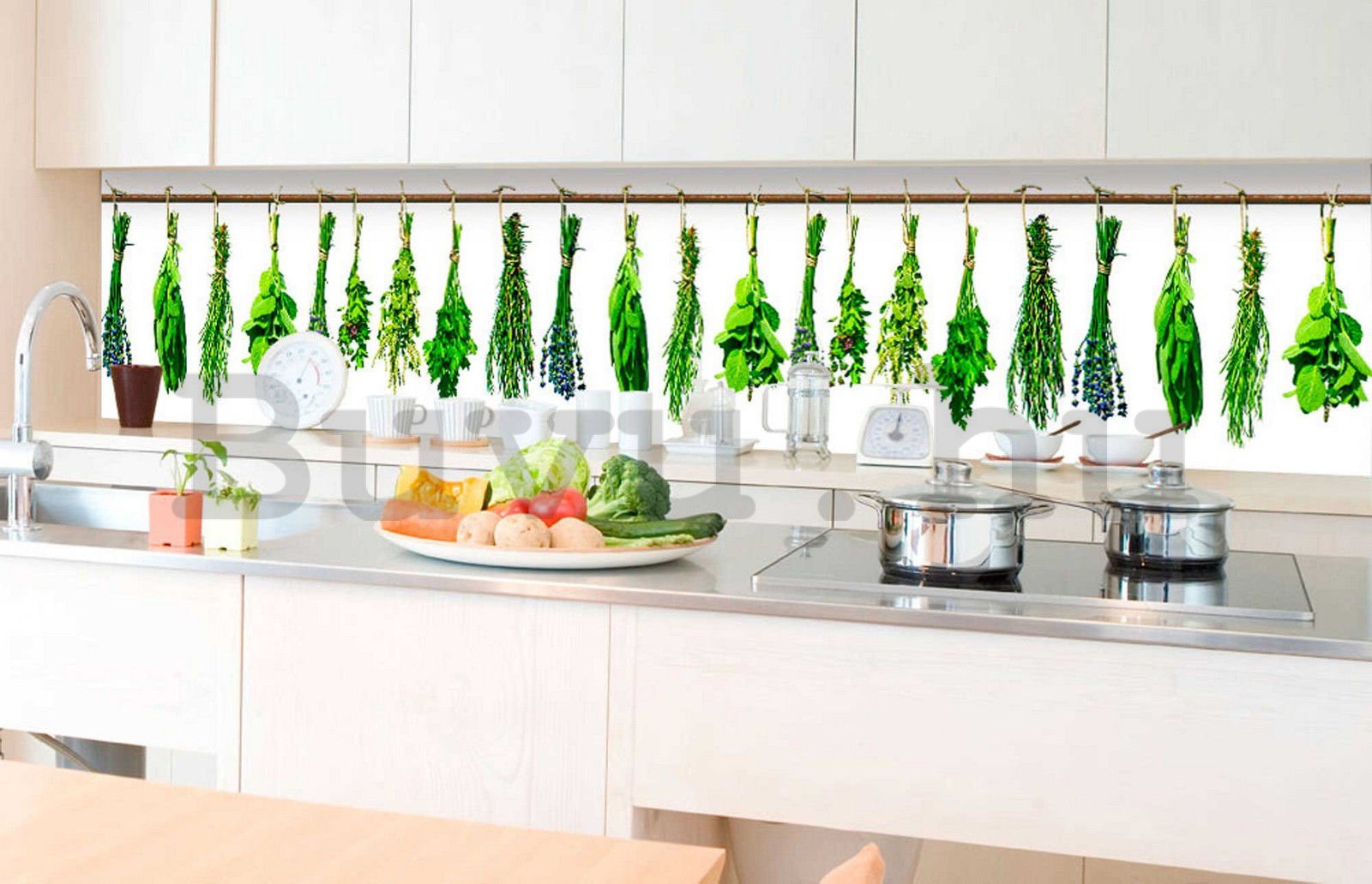 Öntapadós mosható fotófotótapéta konyhába - Gyógynövények, 350x60 cm