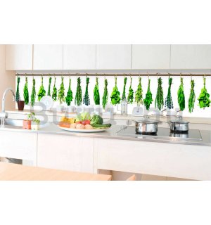 Öntapadós mosható fotófotótapéta konyhába - Gyógynövények, 350x60 cm