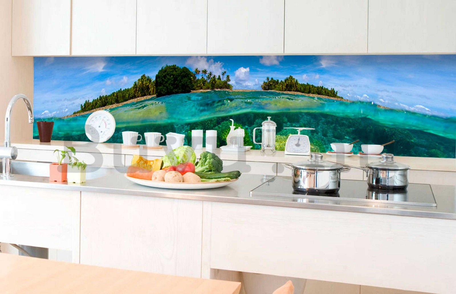 Öntapadós mosható fotófotótapéta konyhába - Korallzátony, 350x60 cm