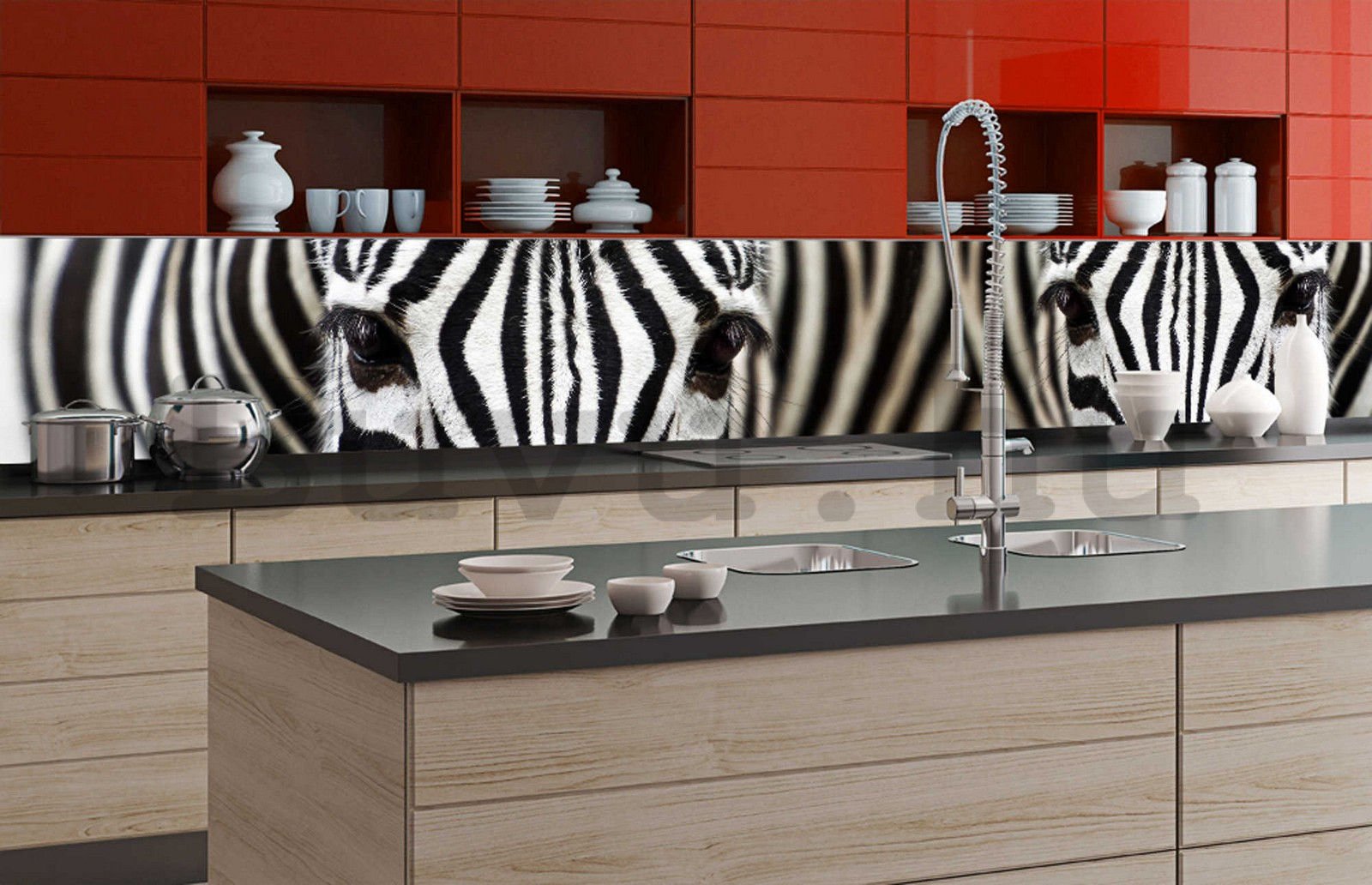 Öntapadós mosható fotófotótapéta konyhába - Zebra, 350x60 cm