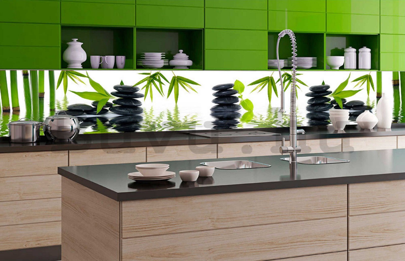 Öntapadós mosható fotótapéta konyhába - Zen Stones, 350x60 cm