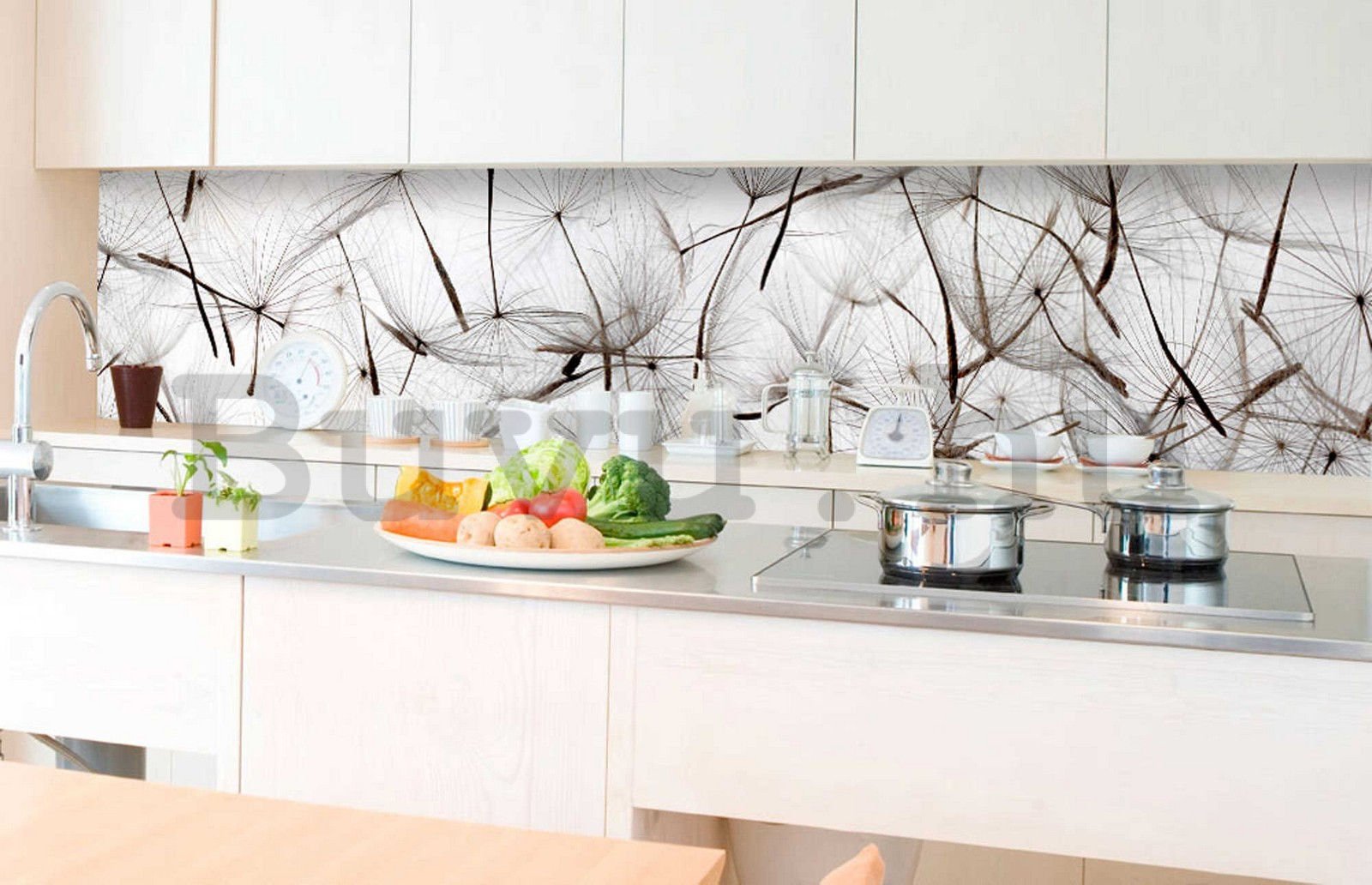 Öntapadós mosható fotótapéta konyhába - Repülő pitypang magvak, 350x60 cm
