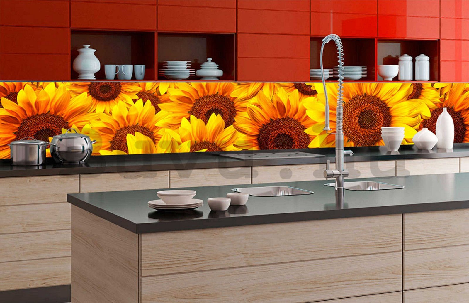 Öntapadós mosható tapéta konyhába - Helianthus, 350x60 cm