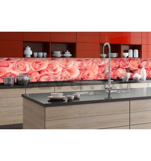 Öntapadós mosható tapéta konyhába - Rózsaszín rózsák, 350x60 cm