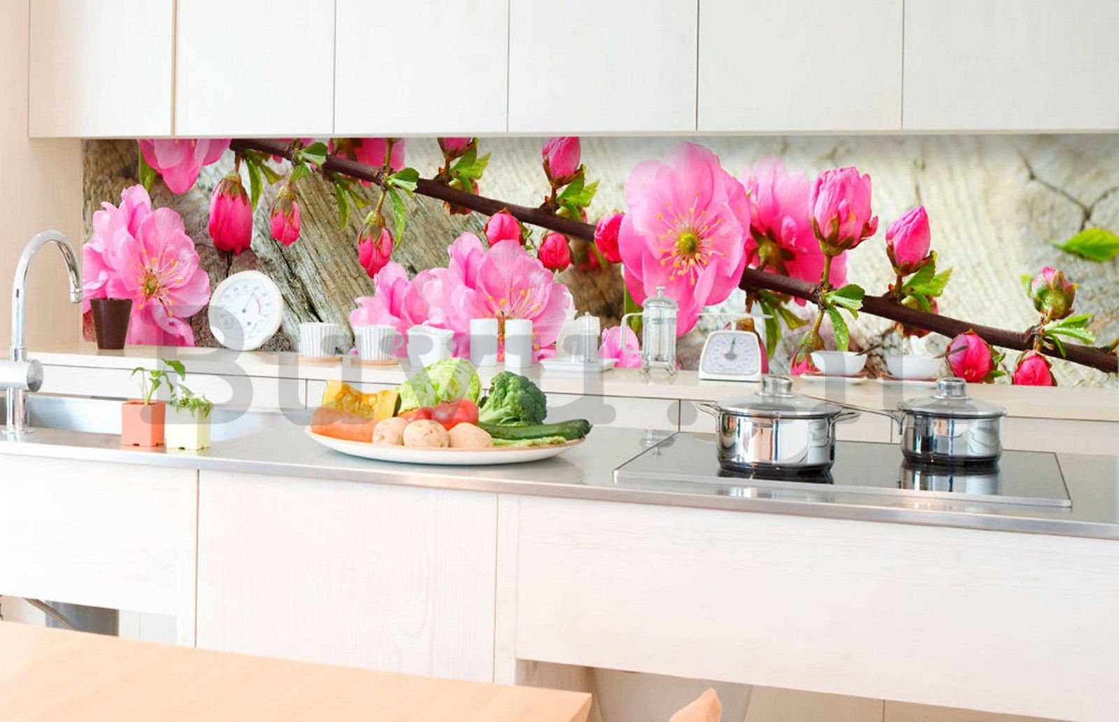 Öntapadós mosható tapéta konyhába - Sakura, 350x60 cm